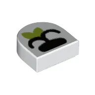 Tile 1 x 1 Half Circle with Black Snout, Leaf print