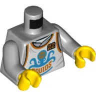 Torso Basket Ball Shirt, 'Squids', 22, Orange Trim Print, Light Bluish Gray Arms, Yellow Hands