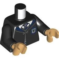 Torso, Robe with Clasp, Dark Blue Collar, White Shirt, Dark Blue/White Tie, Ravenclaw Crest print, Black Arms, Warm Tan Hands