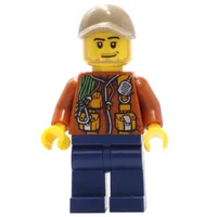 Explorer, Jacket with Pouches, Radio, and Rope, Dark Tan Cap, Stubble