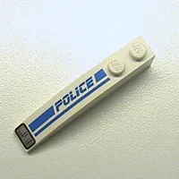 Brick Curved 6 x 1 with 'POLICE', Blue Line and Headlight Print Left