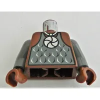 Torso Armor, Amulet and Vest Print, Dark Bluish Gray Arms, Reddish Brown Hands