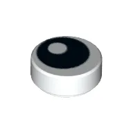 Tile Round 1 x 1 with Offset Black Eye Print