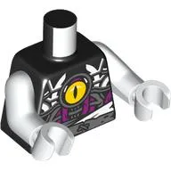 Torso, Yellow Eye on Chest, Dark Bluish Grey/White/Magenta Markings, Belt print, White Arms and Hands