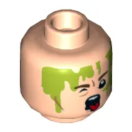 Minifig Head Dr Peter Venkman, Dual Sided, Confused / Slimed with Tongue Print [Hollow Stud]