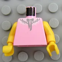 Torso Vest Top, White Lace Collar Print, Yellow Arms and Hands