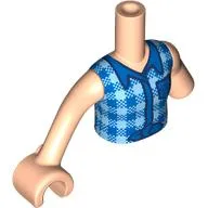 Minidoll Torso with Left Limb Reduction, Light Nougat Arms and Hand with Blue/Bright Light Blue Plaid Shirt print