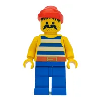 Pirate - Blue Stripes, Blue Legs, Red Bandana, Head Solid Stud
