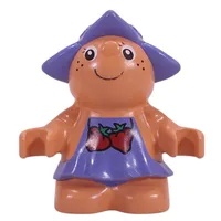 Duplo Figure Little Forest Friend, Female, Medium Violet Dress with Strawberries Print (Jingle Bluebell)