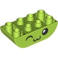 Duplo Brick 2 x 4 Curved Bottom with Face, Winking, Kissing print