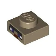 Plate 1 x 1 with Pixelated Face Black Eyebrow, Dark Purple Eyes, Dark Red Nose print