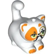 Animal, Cat, Chubby with Olive Green Eyes, Orange Fur, Black Mustache print