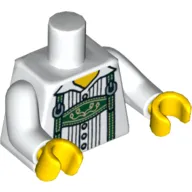 Torso Lederhosen over Pinstriped Shirt Print, White Arms, Yellow Hands