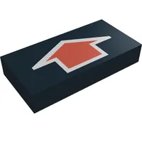 Tile 1 x 2 with Arrow Short Red with Silver Border Print