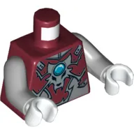 Torso Armour Vest with Silver Wolf Head and Blue Chi Jewel Print, Light Bluish Gray Arms, White Hands