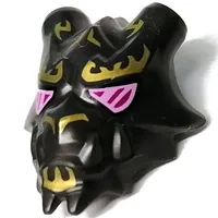 Headwear Accessory Mask Crystal King with Magenta Eyes, Yellow Flames Print
