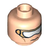 Minifig Head Nova, Gold and White Goggles and Cheek Lines, Mouth Closed / Bared Teeth Print
