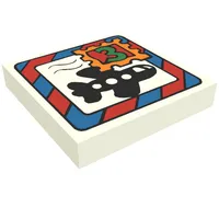 Tile 2 x 2 with Fabuland Mail Envelope, Airplane and '3' Stamp Print