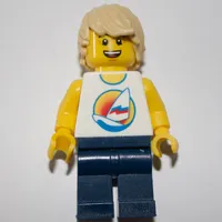 White Torso, Dark Blue Legs, Tan Hair