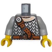 Torso Armor, Scale Mail and Diagonal Leather Belt Print, Light Bluish Gray Arms, Yellow Hands
