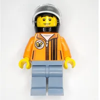 Race Driver - Orange Torso, Sand Blue Legs, Black Helmet