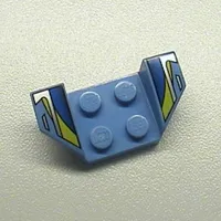 Mudguard 2 x 4 with 2 x 2 Studs and Flared Wings, Blue/Black/Silver/Yellow Stripes Print