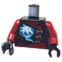 Torso Robe with Gold Clasps, Bird, Dark Red Sash and Emblem and Wings on Back Print, Dark Red Arms, Black Hands