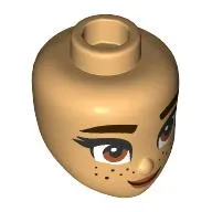 Minidoll Head, Dark Brown Eyebrows, Hazel Eyes, Freckles