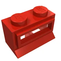 Window 1 x 2 x 1, Extended Lip, Solid Stud [with Glass]