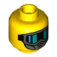 Minifig Head Incognitro, Dark Bluish Gray Mask, Black and Green Goggles Print