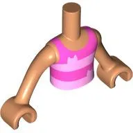 Minidoll Torso Boy with Dark Pink/Bright Pink Stripes Shirt, Nougat Arms and Hands
