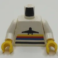 Torso Airplane Logo with Stripes Print, White Arms, Yellow Hands