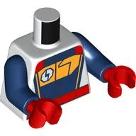 Torso, Red/Dark Blue/Bright Light Orange Race Suit print, Dark Blue Arms, Red Hands