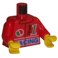 Torso Racing Jacket with Octan Logo, 'Team 1' and 'Racing' Print, Red Arms, Yellow Hands