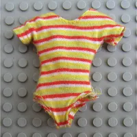 Scala, Swimsuit, One Piece with Medium Lime, Red, Yellow, White Striped Knit Pattern