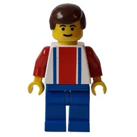 Soccer Player White Torso with Blue/Red Stripes, Blue Legs #11