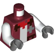 Torso Jacket, Pixelated Dark Brown Trim, White Undershirt, Red Bandana Print, White Arms, Dark Bluish Gray Hands