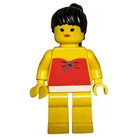 Woman, Red Swimsuit, Black Hair - Closed Mouth