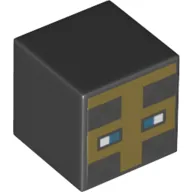 Minifig Head Special, Cube with Pixelated Gold Mask and Blue Eyes Print