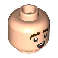 Minifig Head Déagol, Thick Dark Brown Eyebrows, Open Mouth Smile / Closed Mouth Holding Breath