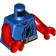 Torso Hoodie, Black Spider Logo, Silver Belt with Red Button Print (Spider-Man), Red Arms and Hands