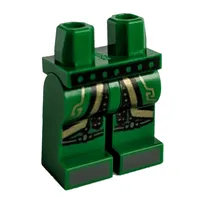 Hips and Green Legs with Black Belt, Robe, Dark Bluish Grey Toes, Gold Trim