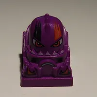 Racer Driver Head, Brick Special 2 x 2 Round, Orange Eyes, Black/orange Eyebrows, White Teeth print (Gear)