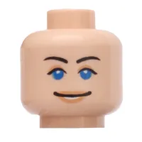 Minifig Head Marion Ravenwood, Dual Sided, Blue Eyes with Brown Eyebrows Scared / Smile Print [Blocked Open Stud]