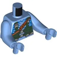 Torso with Long Arms, Na'vi, with Bare Chest, Dark Green Utility Belt print, Medium Blue Arms and Hands