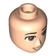 Minidoll Head Male, Black Eyebrows, Brown Eyes, Dark Tan Open Mouth