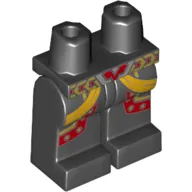 Hips and Black Legs with Dark Red and Gold Armor, Bright Light Orange Sash, Ornate Belt Print