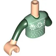 Minidoll Torso with Left Limb Reduction with Sand Green/Dark Green Christmas Sweater, Light Nougat Arms and Hand