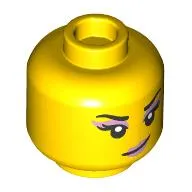 Minifig Head Zoey, Lavender Eyeshadow, Lavender Lips, Croaked Smirk / Open Mouth Smile Print