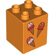 Duplo Brick 2 x 2 x 2 with 3 Ice Cream Cones Print